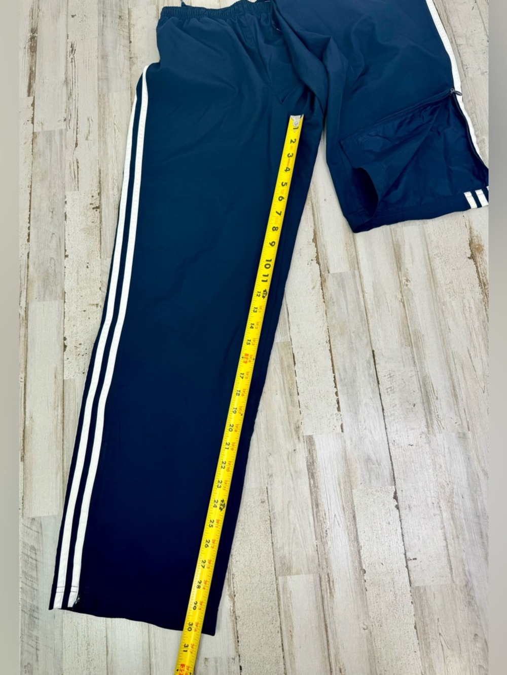 Adidas Track Pants Mens Medium Mesh Lined Zip Ankles 3 Stripes Blue - Picture 7 of 10